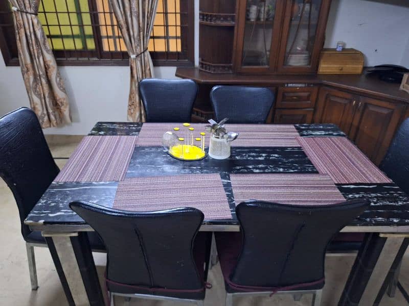 Marble top Dining table with 6 chairs 0