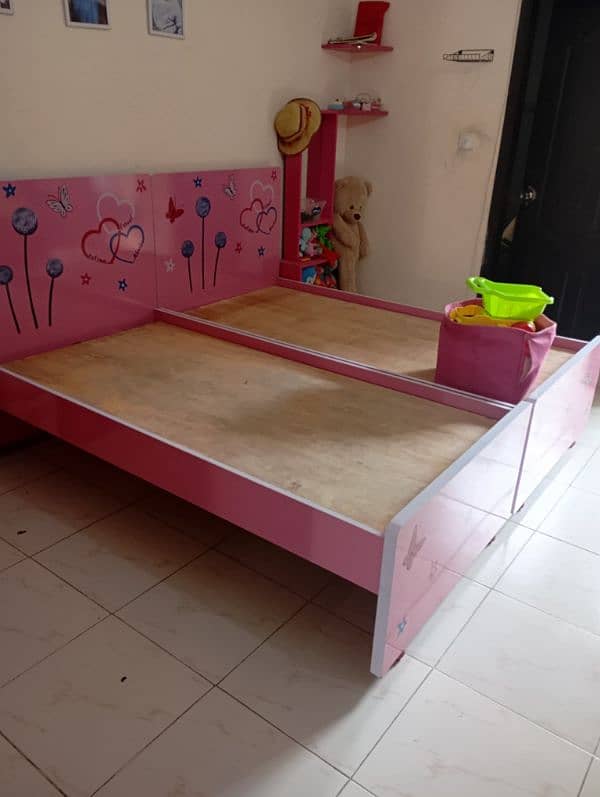 two single bed, cupboard,bookrack,small dressing table for kids 7