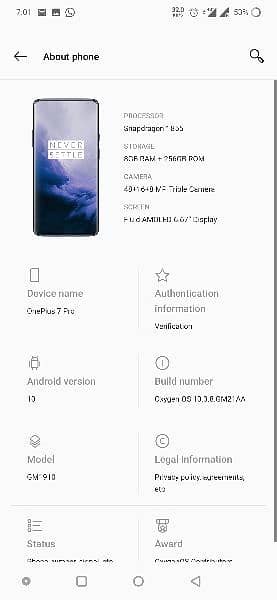 Selling OnePlus 7 Pro lifetime Patched And 8/256 with charger 7