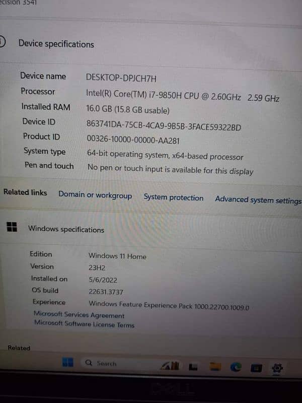 Dell Precision 3541 | Core i7 9th Generation | 4Gb Nvidia Graphics 4