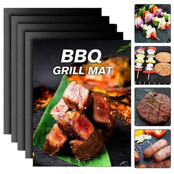 BBQ GRILL MAT SET OF 6 PIECES Size 15.8 by 13 inch 1