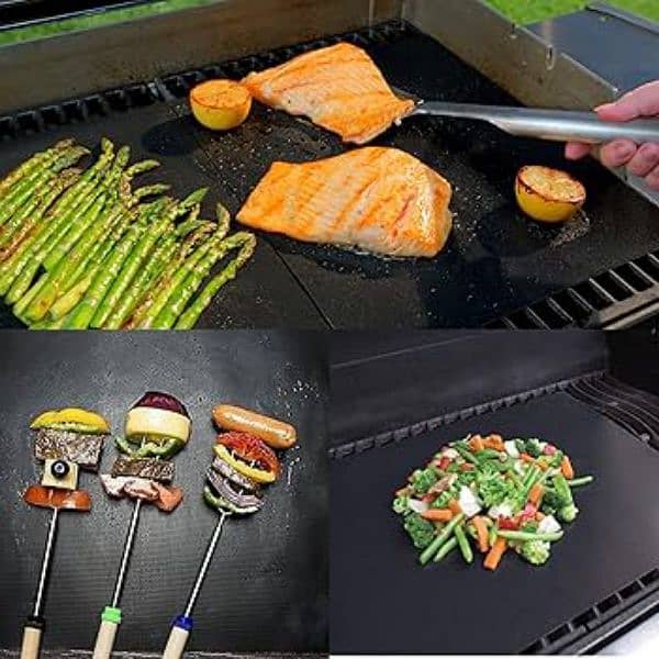 BBQ GRILL MAT SET OF 6 PIECES Size 15.8 by 13 inch 2