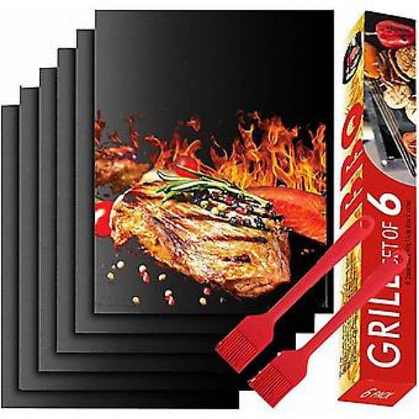 BBQ GRILL MAT SET OF 6 PIECES Size 15.8 by 13 inch 4