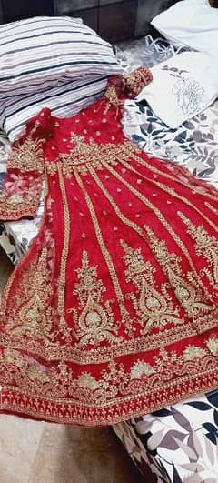 Embroidered Branded Red Maxi/long frock/ Nikkah Bridal Formal 0