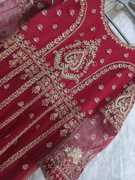 Embroidered Branded Red Maxi/long frock/ Nikkah Bridal Formal 4