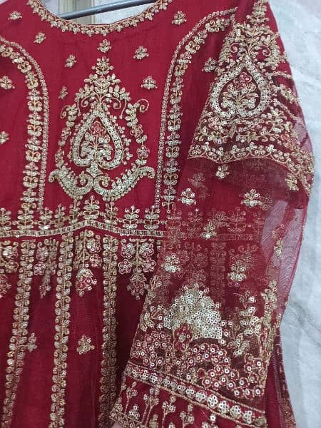 Embroidered Branded Red Maxi/long frock/ Nikkah Bridal Formal 5