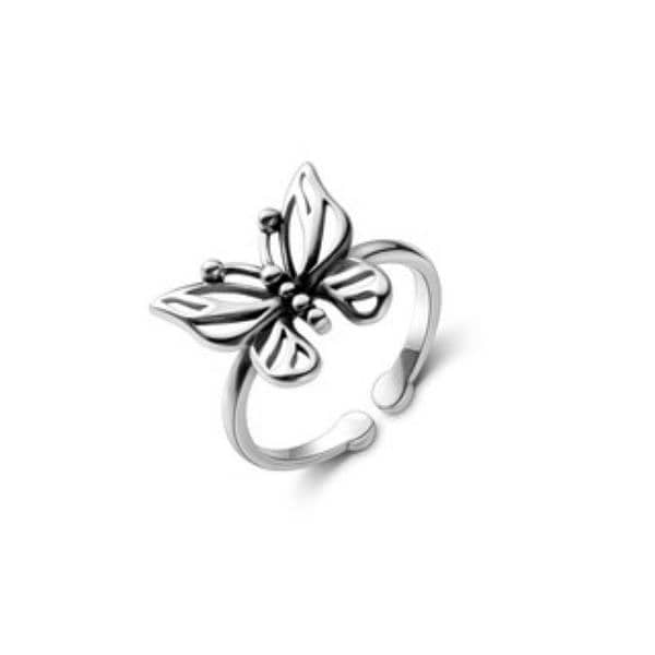 Butterfly Adjustable Silver Rings For Girls 1