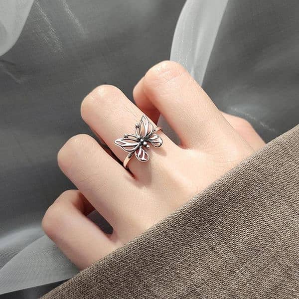 Butterfly Adjustable Silver Rings For Girls 2