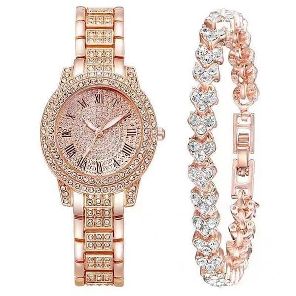 Women Diamond Artificial Set | Roman watch -  Cash On Delivery 1