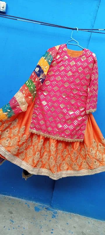 Silk Embroidery Lengha with Shiffon Dupatta 0