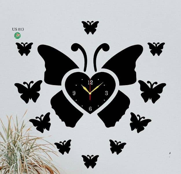 Beautiful Butterfly Art MDF Wood Wall Clock 0