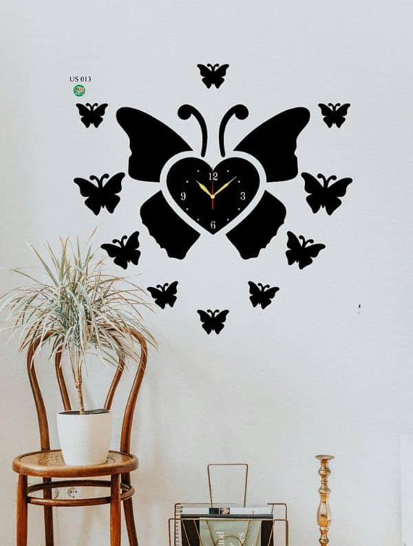 Beautiful Butterfly Art MDF Wood Wall Clock 1