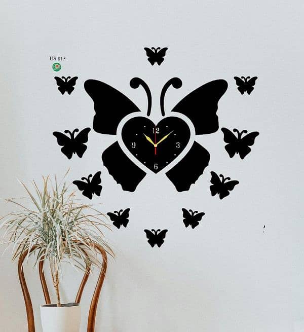 Beautiful Butterfly Art MDF Wood Wall Clock 2