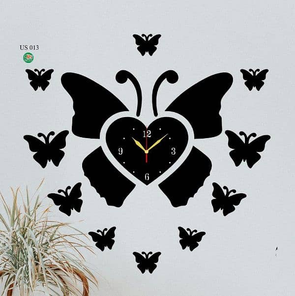 Beautiful Butterfly Art MDF Wood Wall Clock 3