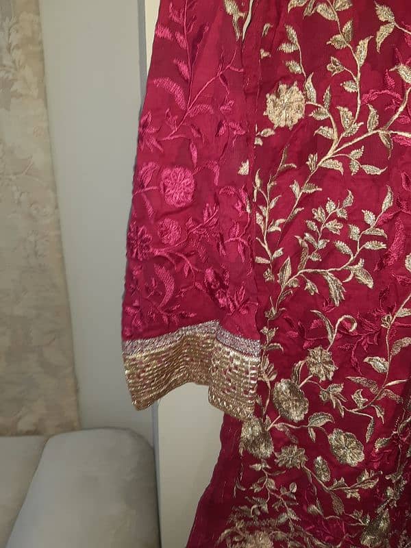 al karam stitched dress in pink color. 3