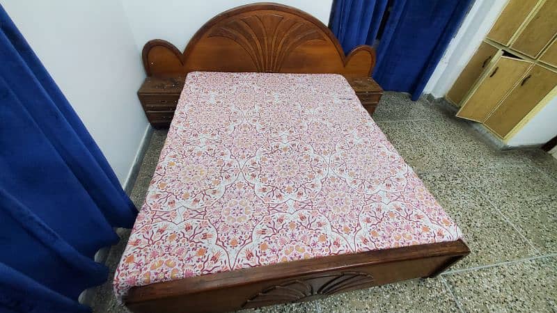 king size bed with attached side tables and mattress 1