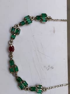 Swat Emeralds with Ruby In Silver Art Bracelet