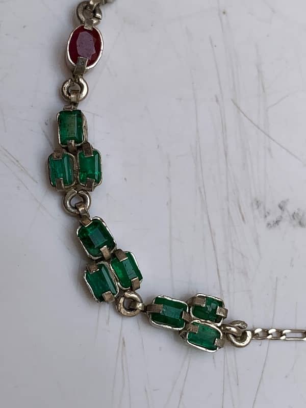 Swat Emeralds with Ruby In Silver Art Bracelet 2