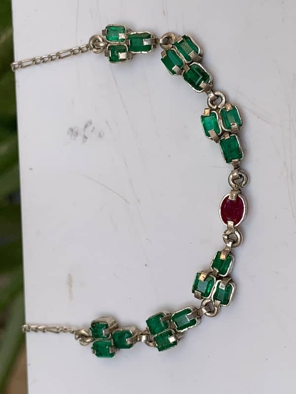 Swat Emeralds with Ruby In Silver Art Bracelet 6