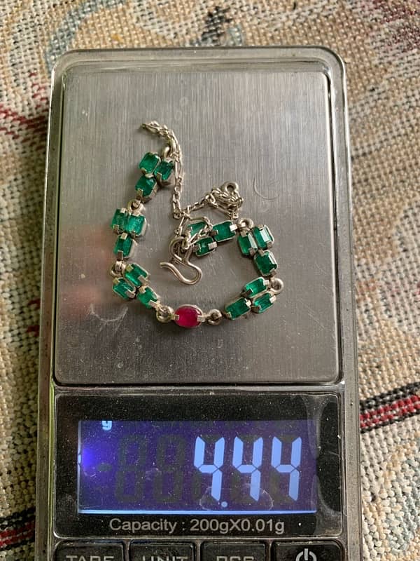 Swat Emeralds with Ruby In Silver Art Bracelet 9