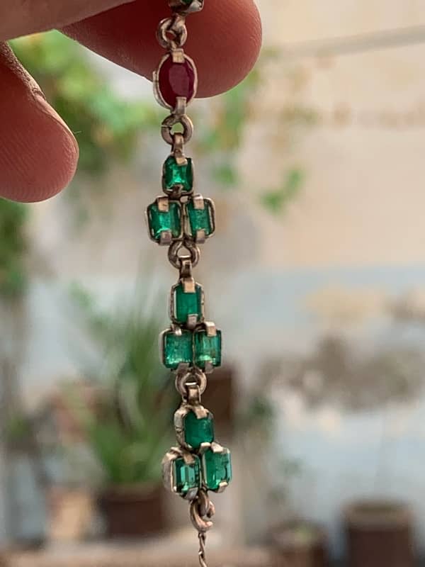 Swat Emeralds with Ruby In Silver Art Bracelet 10