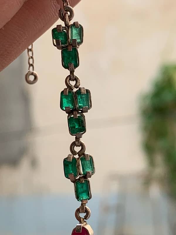 Swat Emeralds with Ruby In Silver Art Bracelet 11