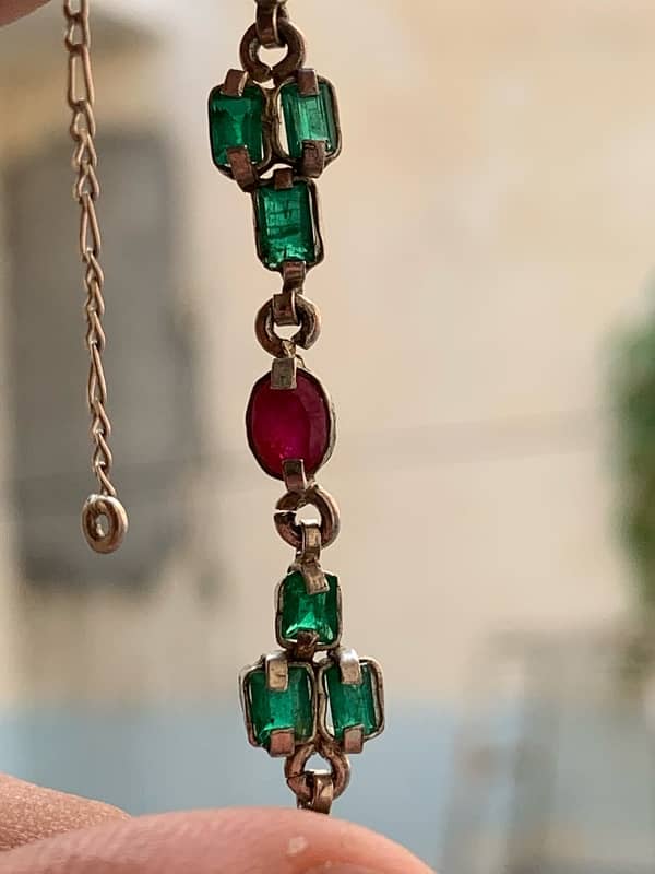 Swat Emeralds with Ruby In Silver Art Bracelet 12