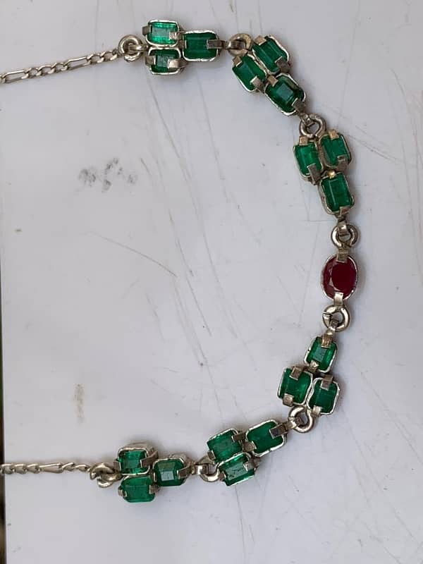 Swat Emeralds with Ruby In Silver Art Bracelet 13