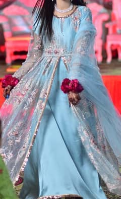 wedding formal maxi sky blue color