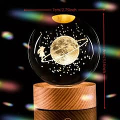 3d crystal galaxy ball lamp with wood base