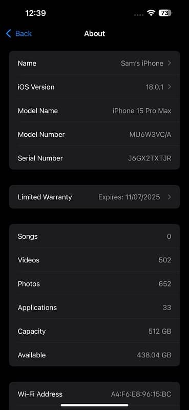 Iphone 15 pro max j. v non pta in warrenty 2