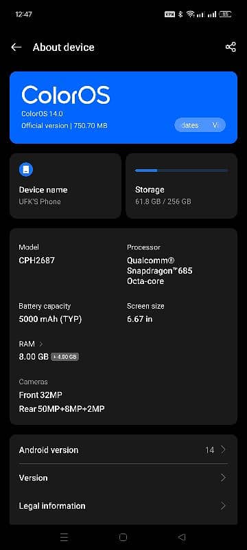 Selling Oppo Reno 12F 8