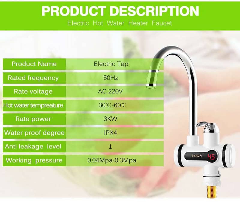 Instant Hot Water Faucet Tap | Electric Geyser Tap-A058201 3