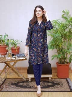 Women 2 piece Unstitched Kaddar Suit