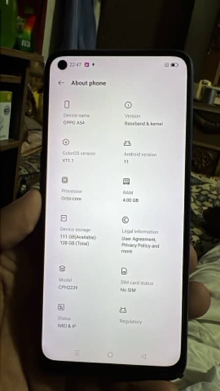 Oppo A54 4gb ram 128 gb room 3