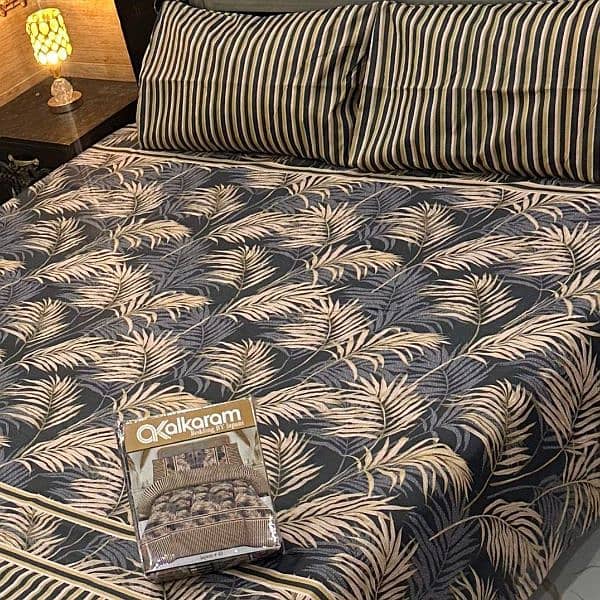 03 pcs cotton printwd double bedsheets with cash on delivery 4