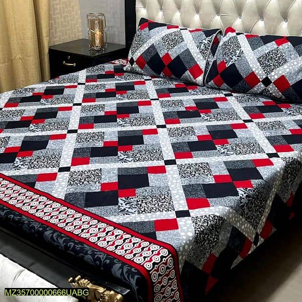 03 pcs cotton printwd double bedsheets with cash on delivery 8