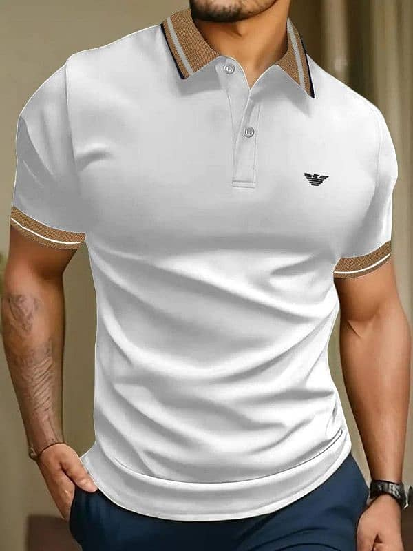 Available Half sleeves Embroidery logo Polo T-shirts 0