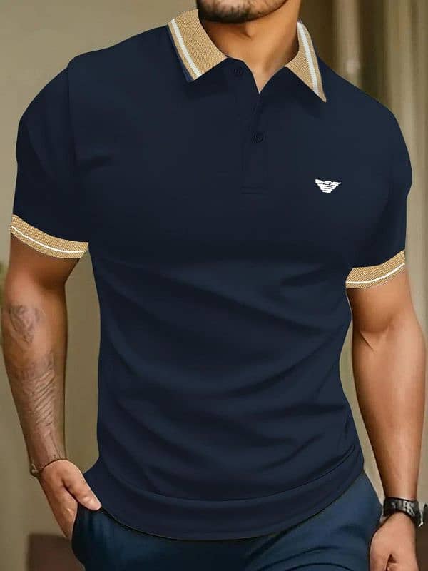 Available Half sleeves Embroidery logo Polo T-shirts 1