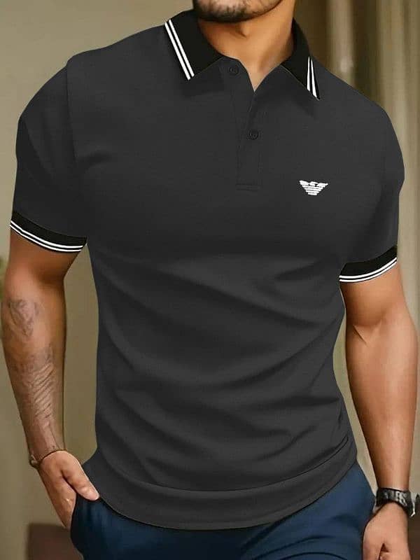 Available Half sleeves Embroidery logo Polo T-shirts 4