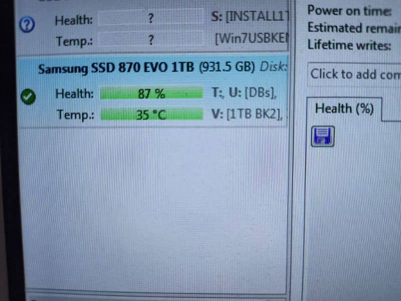 Samsung SSD Evo 870 1tb health good 3