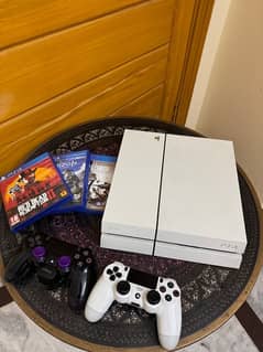 ps4, white color limited edition slim with 5 games