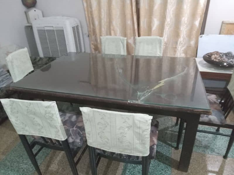 Dining table with 6 chairs | Wooden chairs with well foaming seats 2