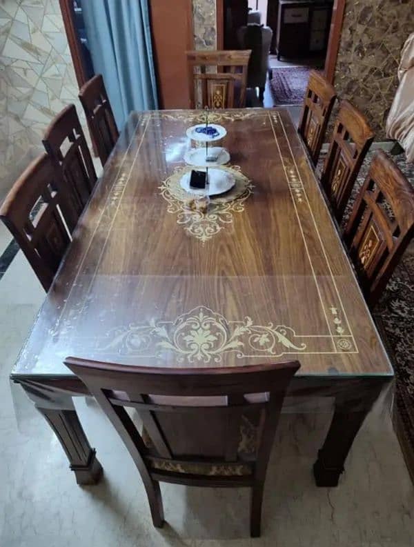 wooden Dining table with Eight chairs 0