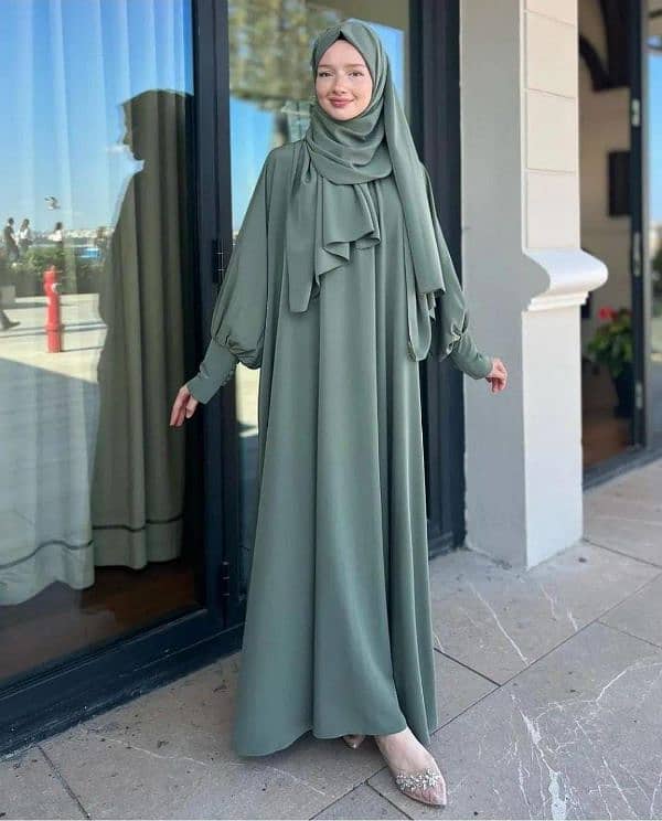 Georgette Plain Classic Abaya With Stoller 0