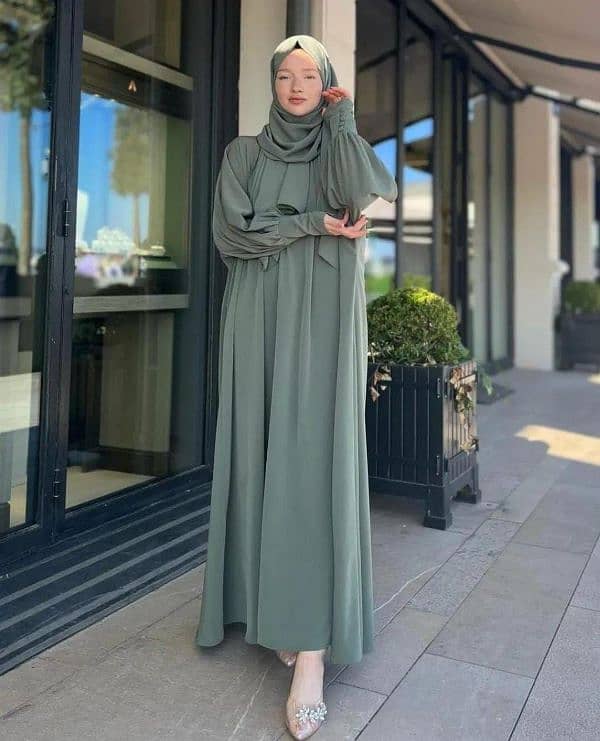 Georgette Plain Classic Abaya With Stoller 1