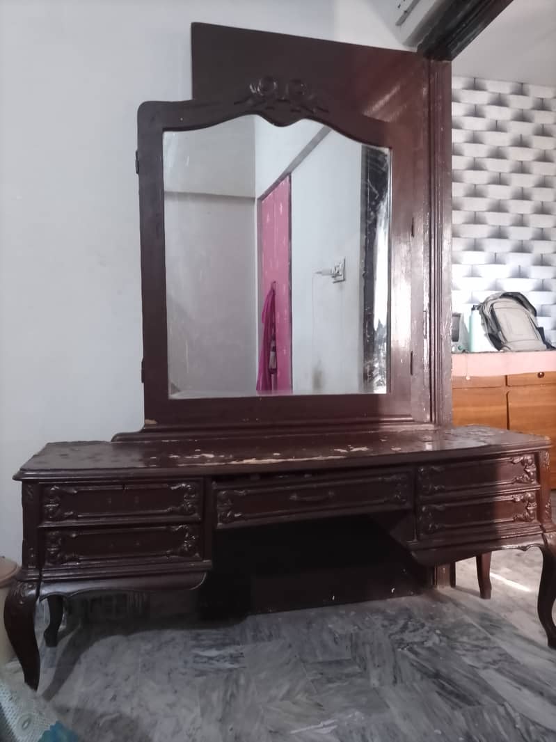 Antique large pure wooden Dressing table with large Mirror 1