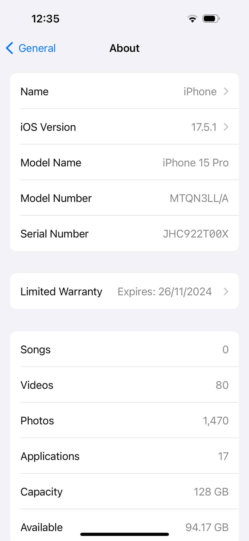 iPhone 15 pro titanium white 99% battery 6