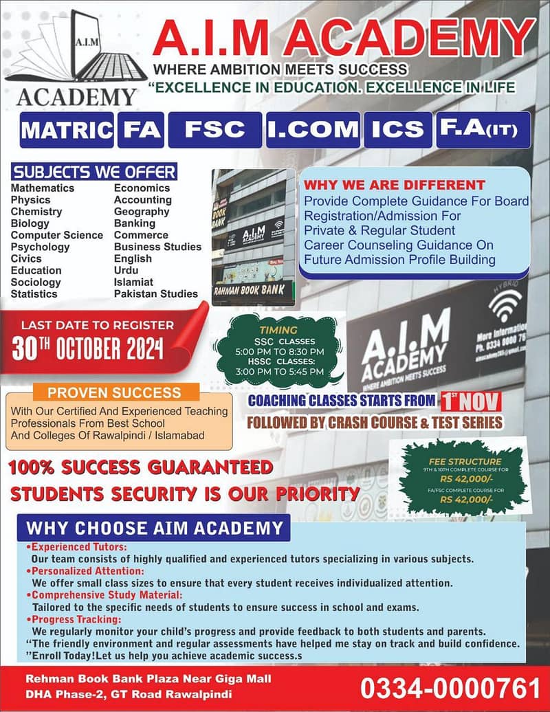 A. I. M Learning Tuition/Academy Services Available 0