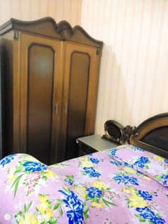 Bed, wardrobe, showcase, dressing, 2table chair, for sale good conditn